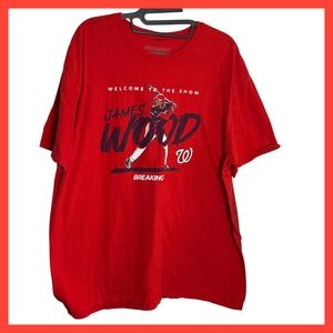 BreakingT James Wood Washington Nationals 2024 Welcome To The Show Red Shirt XL